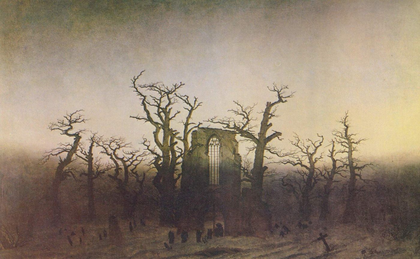 Abbey in the Oakwood by Caspar David Friedrich