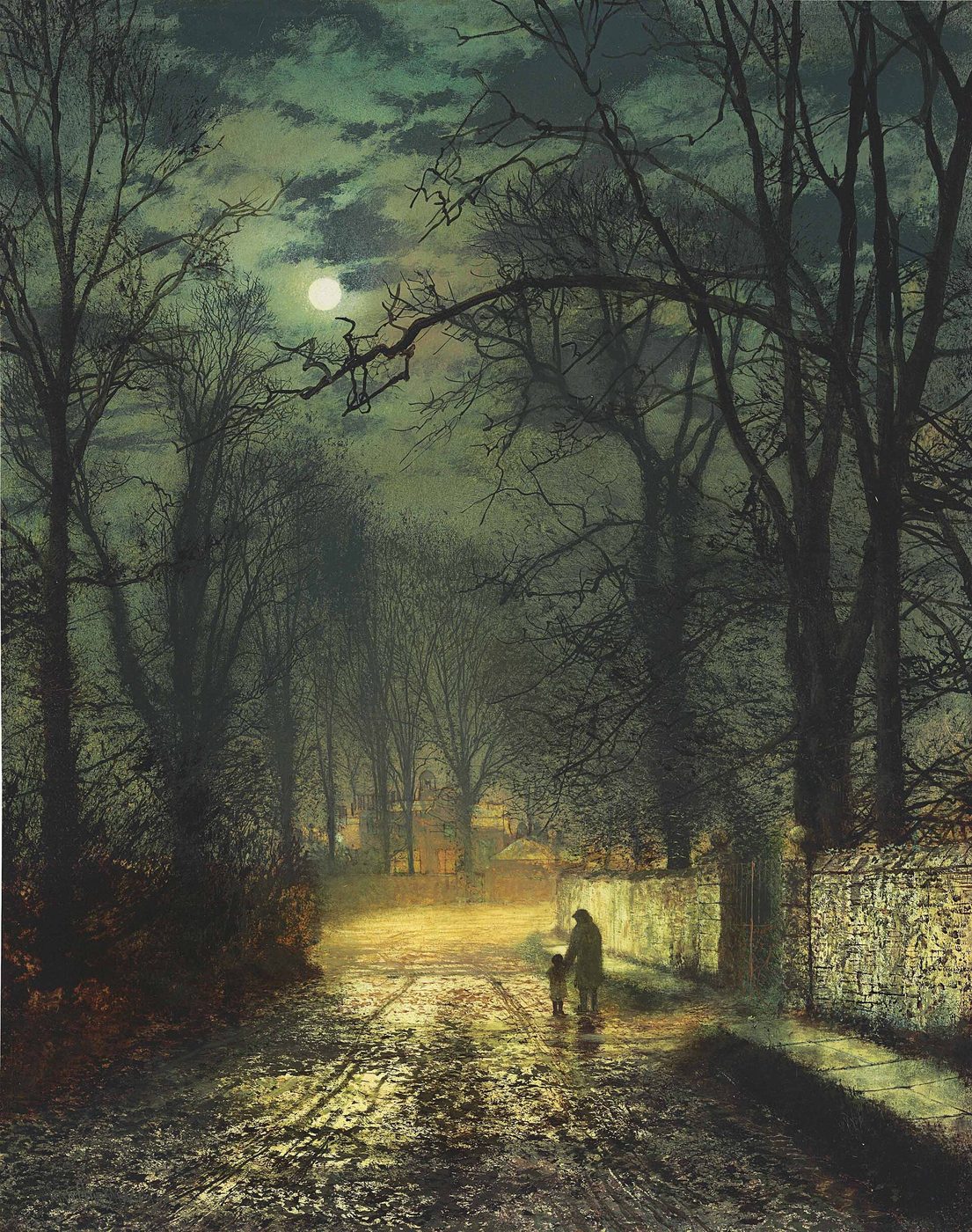 A Moonlit Lane by John Atkinson Grimshaw