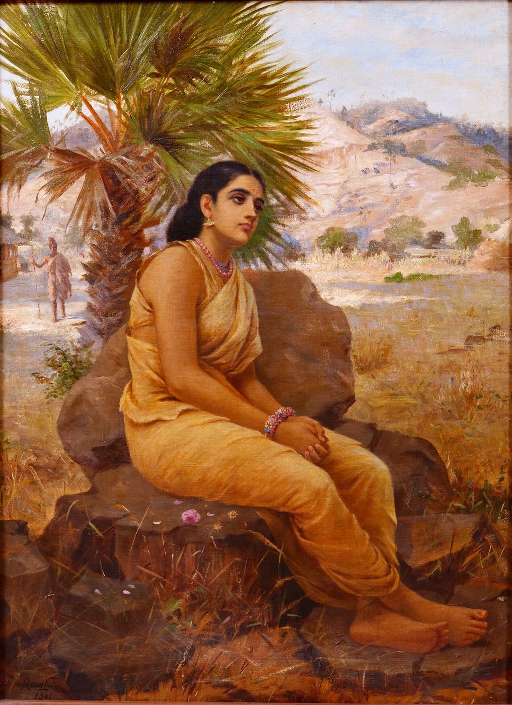 Shakuntala lost in thoughts by Raja Ravi Varma
