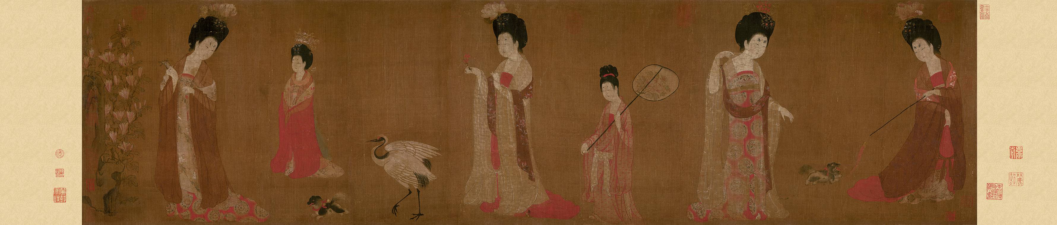 Court Ladies Wearing Flowered Headdresses by Zhou Fang
